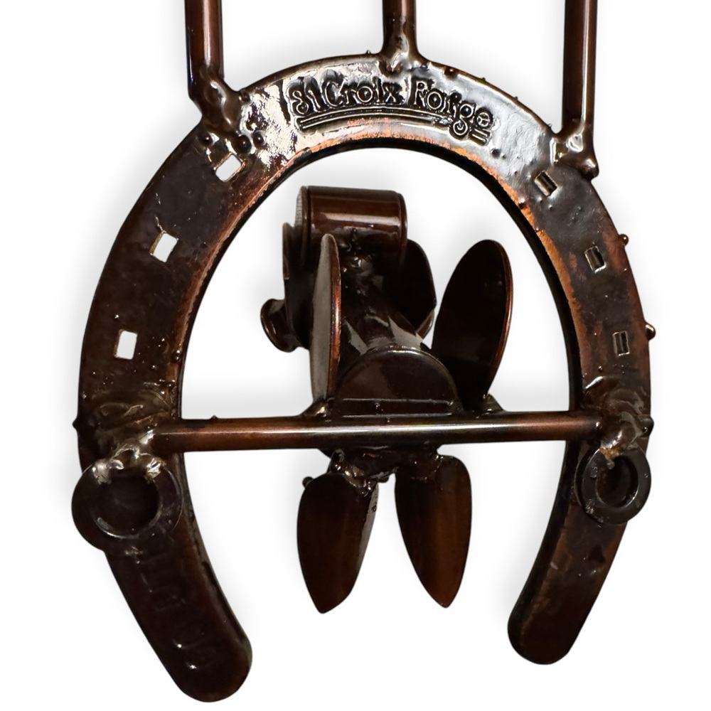 Horseshoe Horse Wall Hook, Brown Glaze Welded St Croix Forge Equestrian Tack - Picture 7 of 7